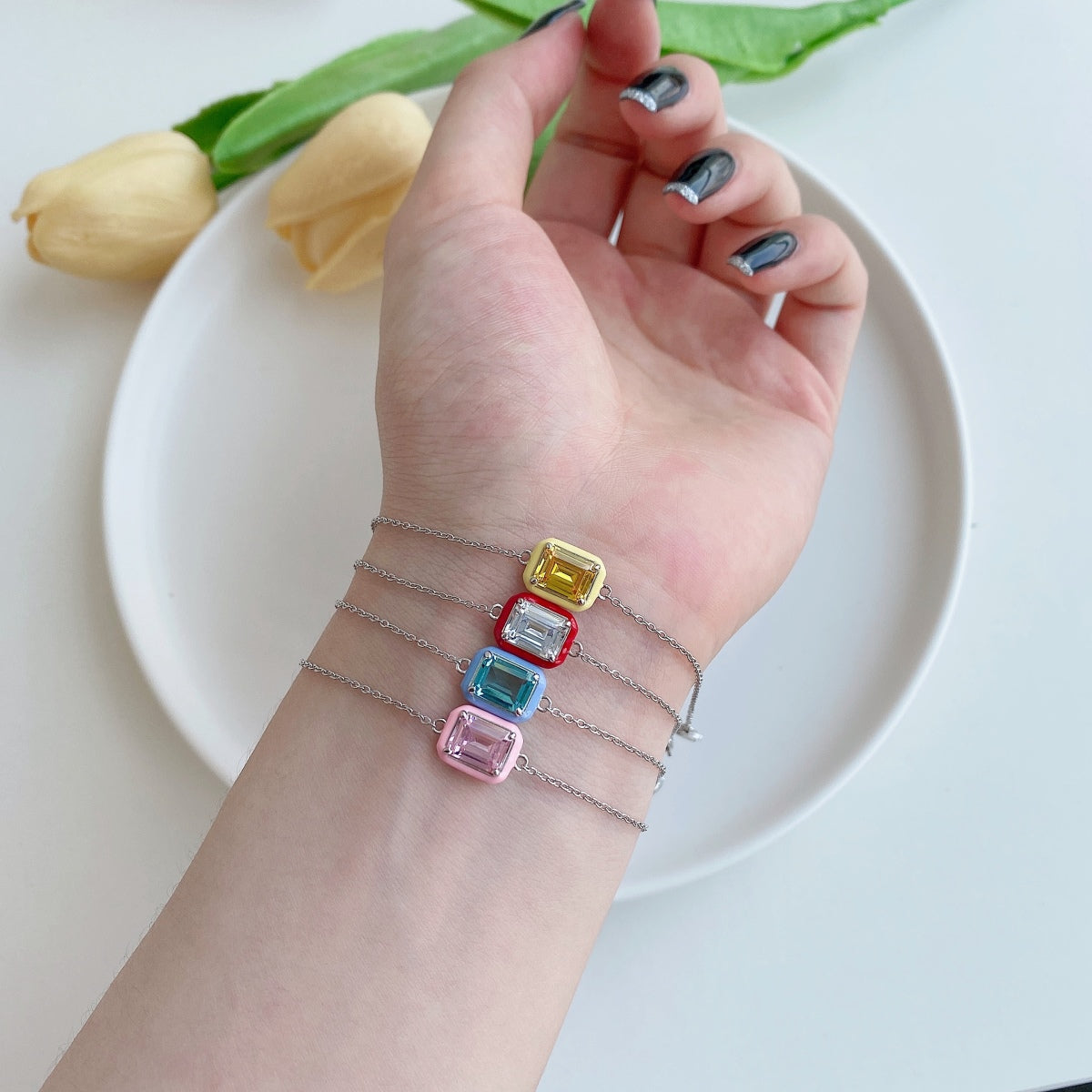 [Goodv] Bracelet quotidien émeraude colorée scintillante de 2,0 carats