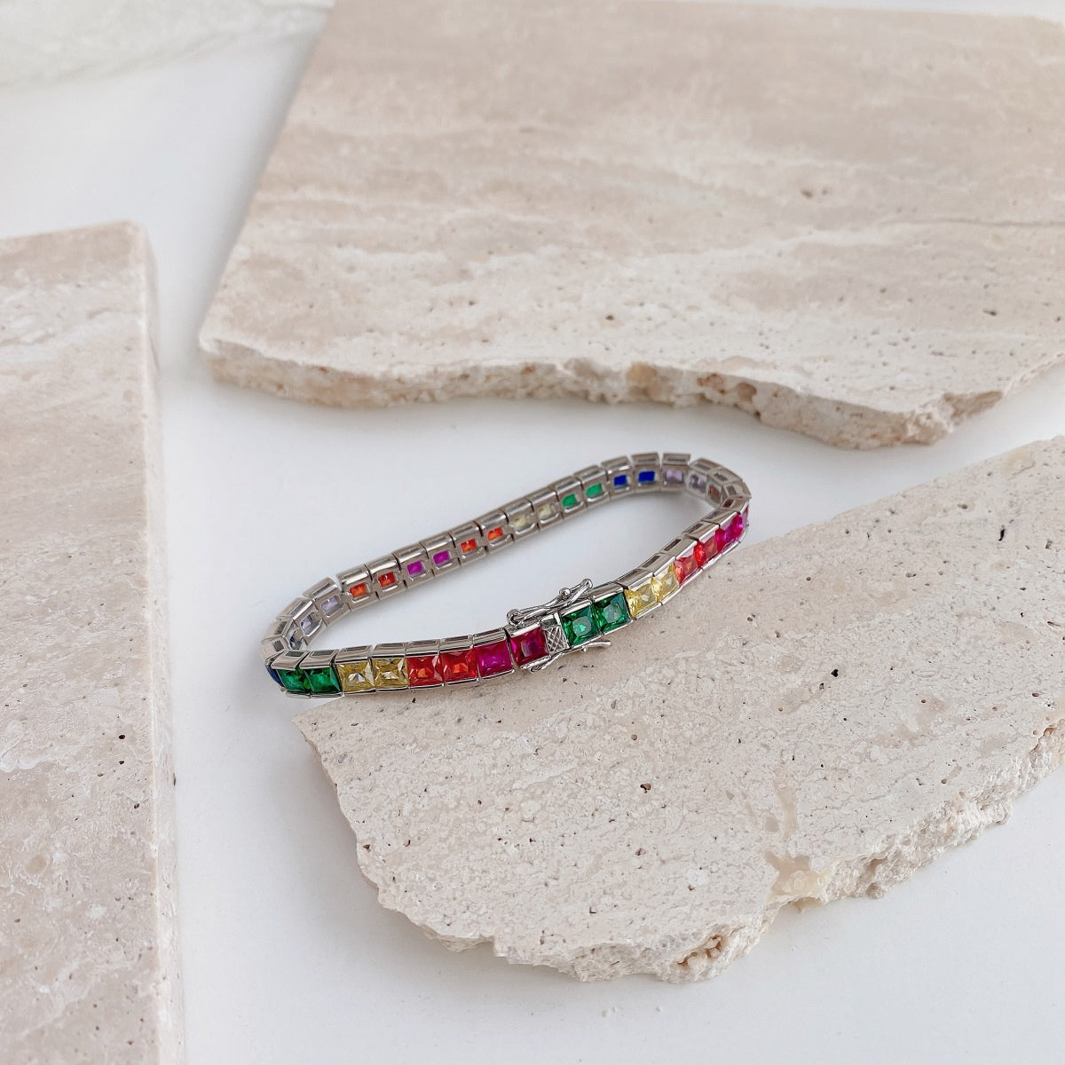 [Goodv]Radiant Colorful Princess Cut Tennis Bracelet
