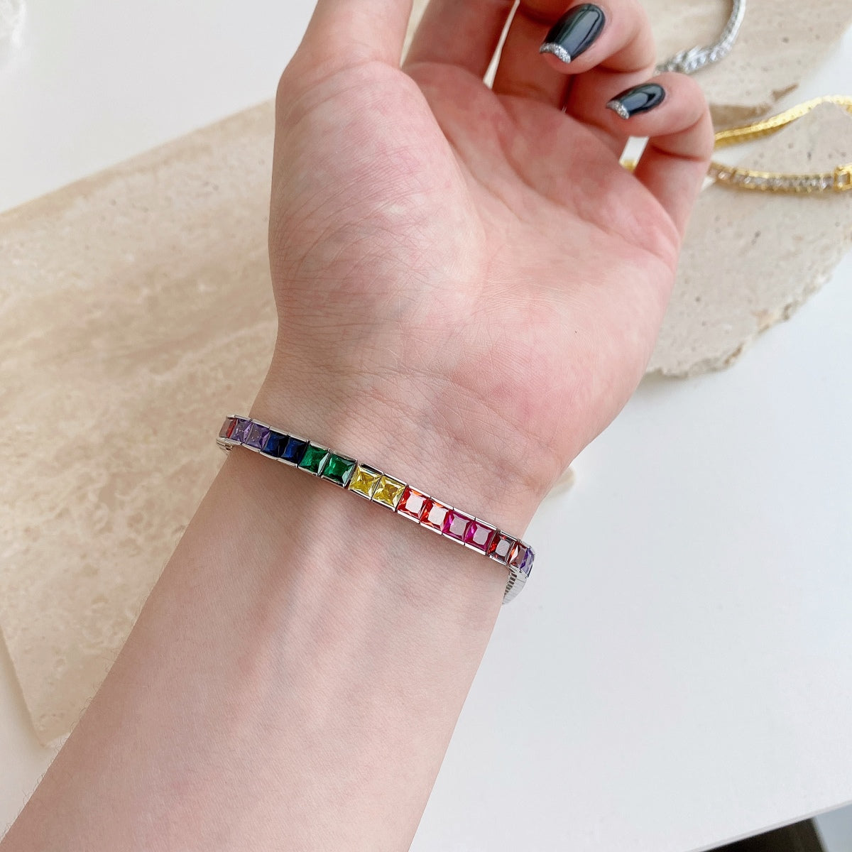 [Goodv]Bracelet de tennis taille princesse aux couleurs éclatantes
