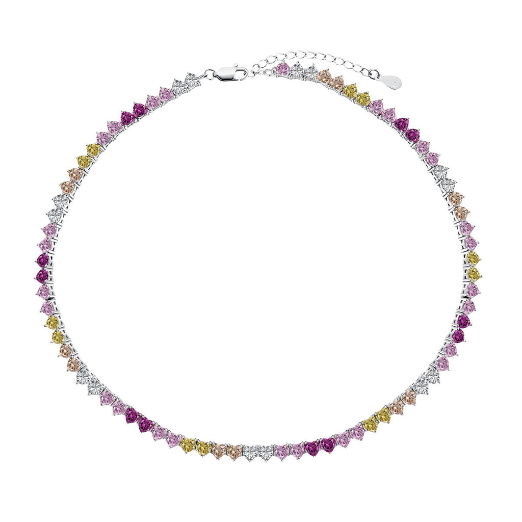 [Goodv]Sparkling Colorful Full Heart Tennis Necklace