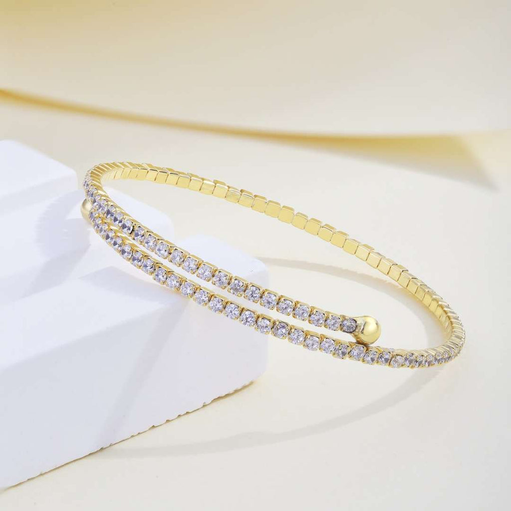 [Goodv]Bracelet tendance rond avec rangée de diamants