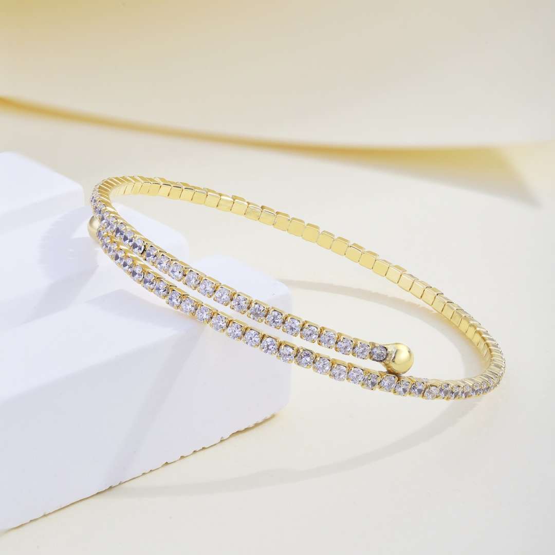 [Goodv]Bracelet tendance rond avec rangée de diamants