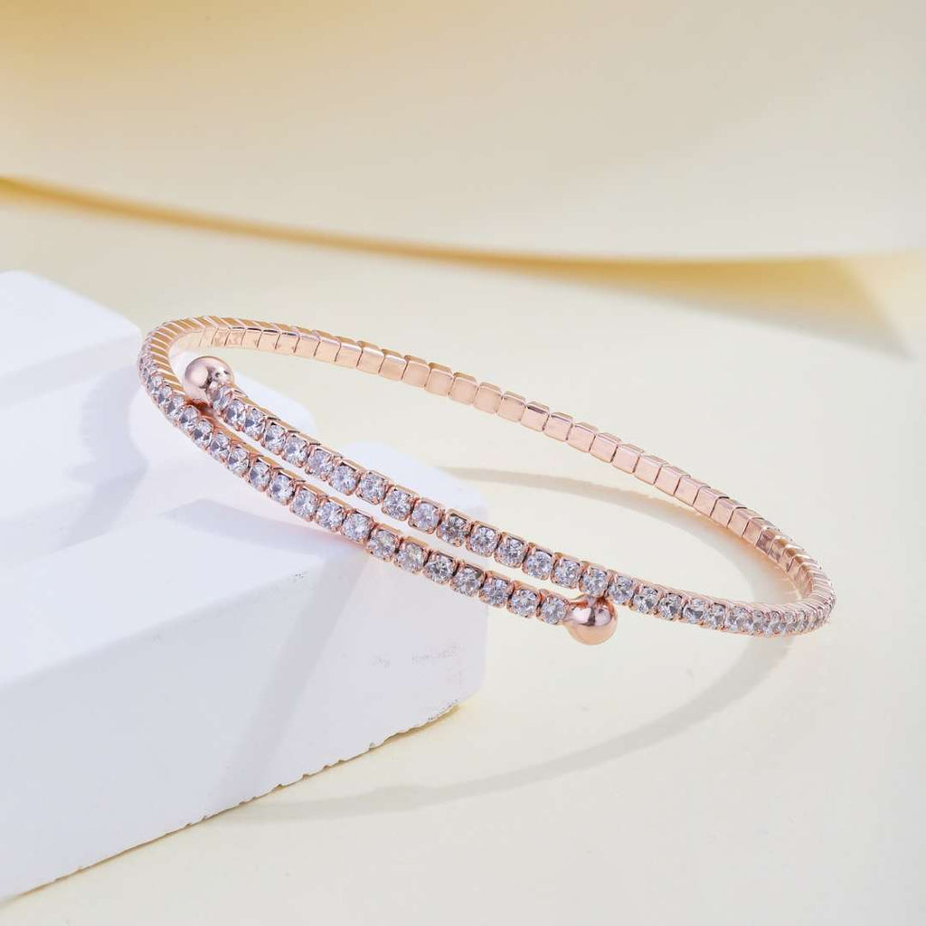 [Goodv]Bracelet tendance rond avec rangée de diamants