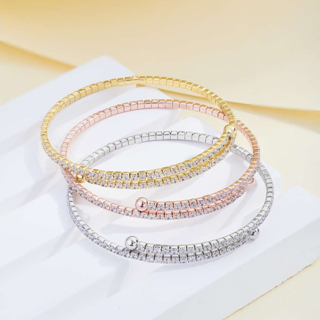 [Goodv]Bracelet tendance rond avec rangée de diamants