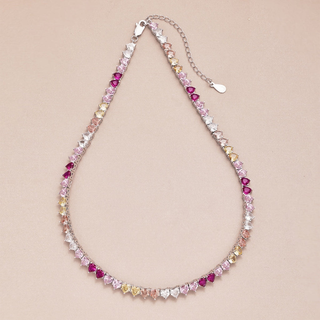 [Goodv]Sparkling Colorful Full Heart Tennis Necklace