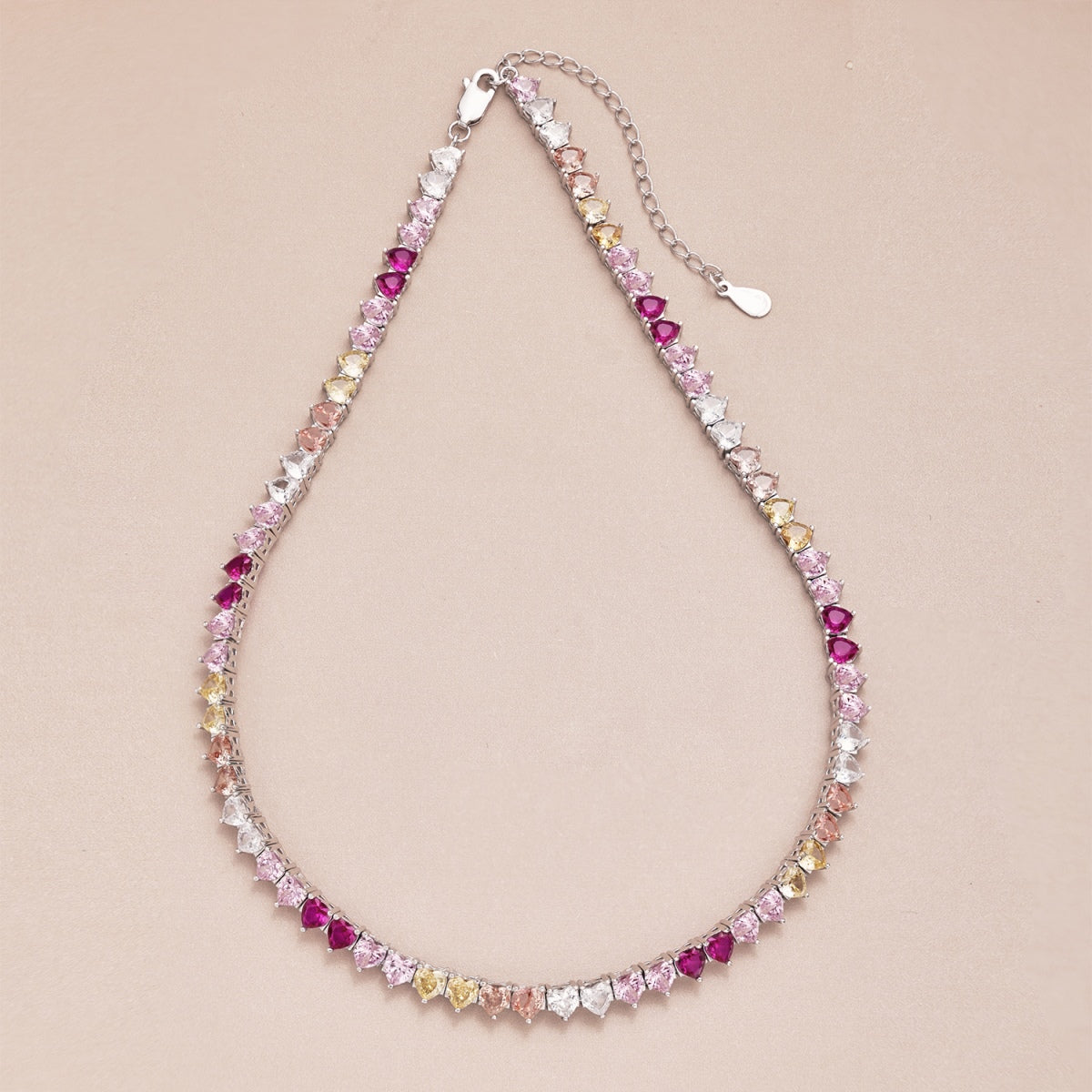 [Goodv]Sparkling Colorful Full Heart Tennis Necklace