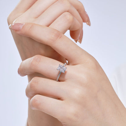 [Goodv]2.0 Carat Dazzling Sparkling Radiant Cut Party Ring