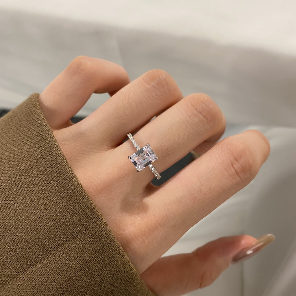 [Goodv] Bague de fête scintillante et ornée de 2,0 carats à coupe radiante