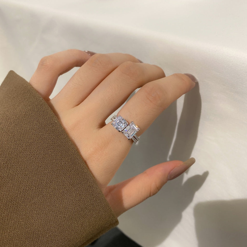 [Goodv] Bague de fête scintillante et ornée de 2,0 carats à coupe radiante