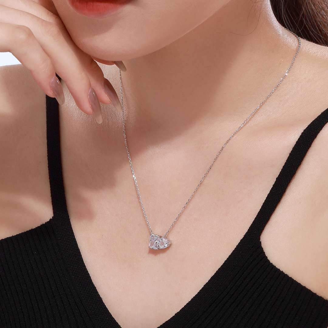 [Goodv]Dazzling Square & Heart Shape Necklace