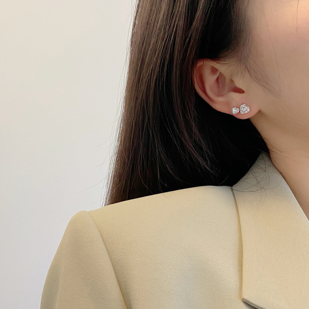 [Goodv]Boucles d'oreilles classiques de style princesse en forme de double cœur