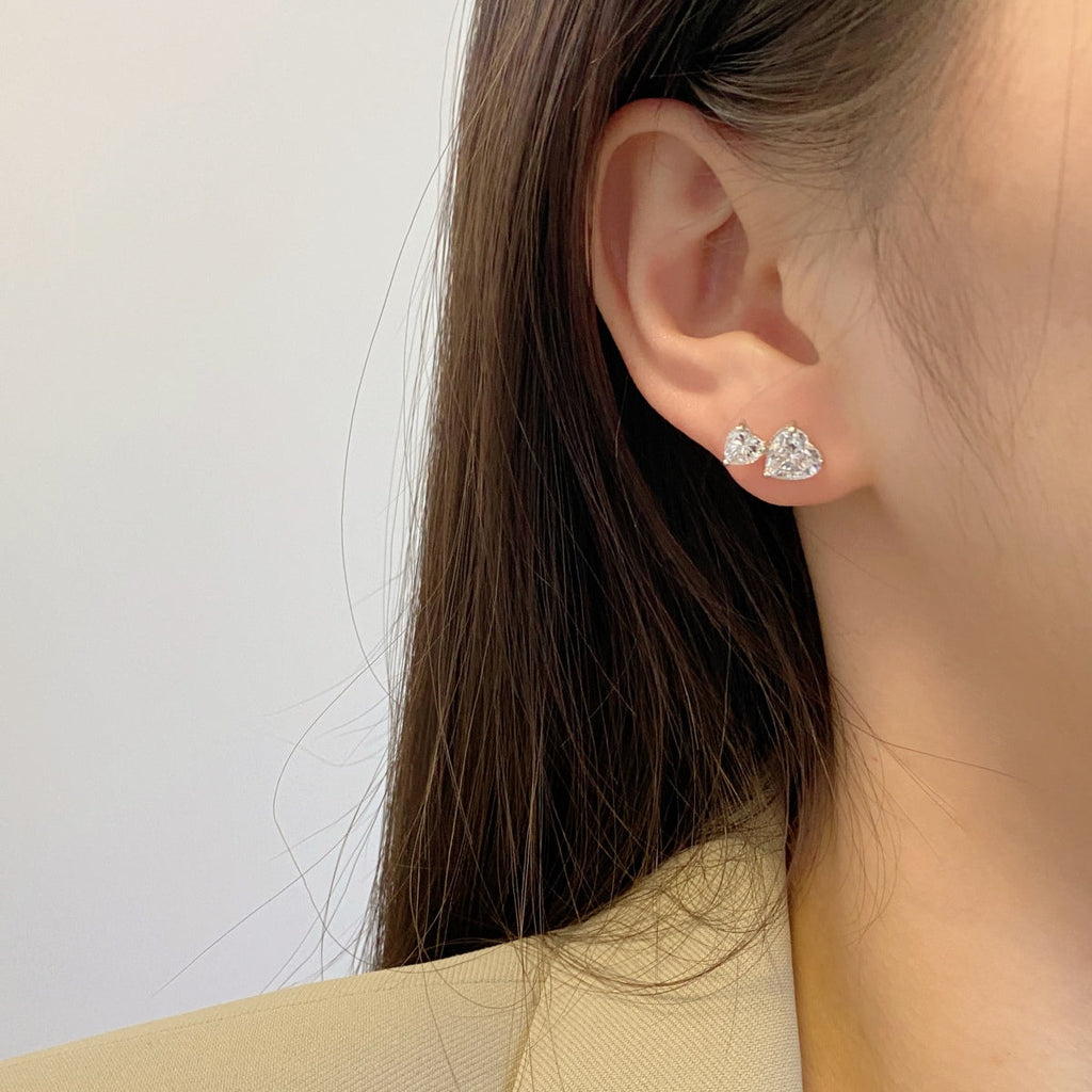 [Goodv]Boucles d'oreilles classiques de style princesse en forme de double cœur