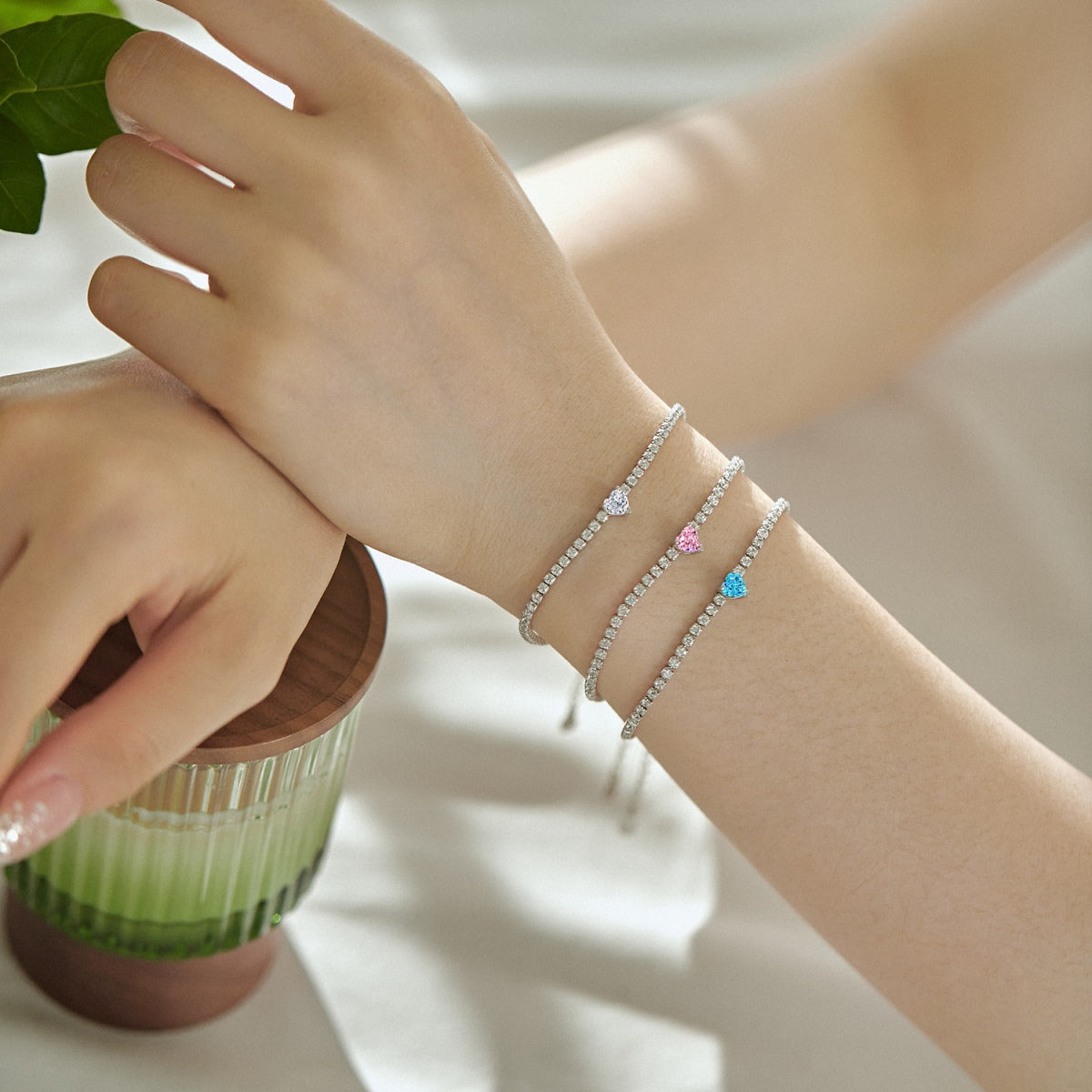 [Goodv] Bracelet d'amoureux élégant et romantique en forme de cœur de 0,5 carat