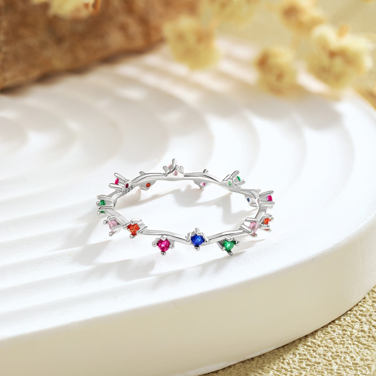 [Goodv]Radiant Colorful Round Cut Daily Ring