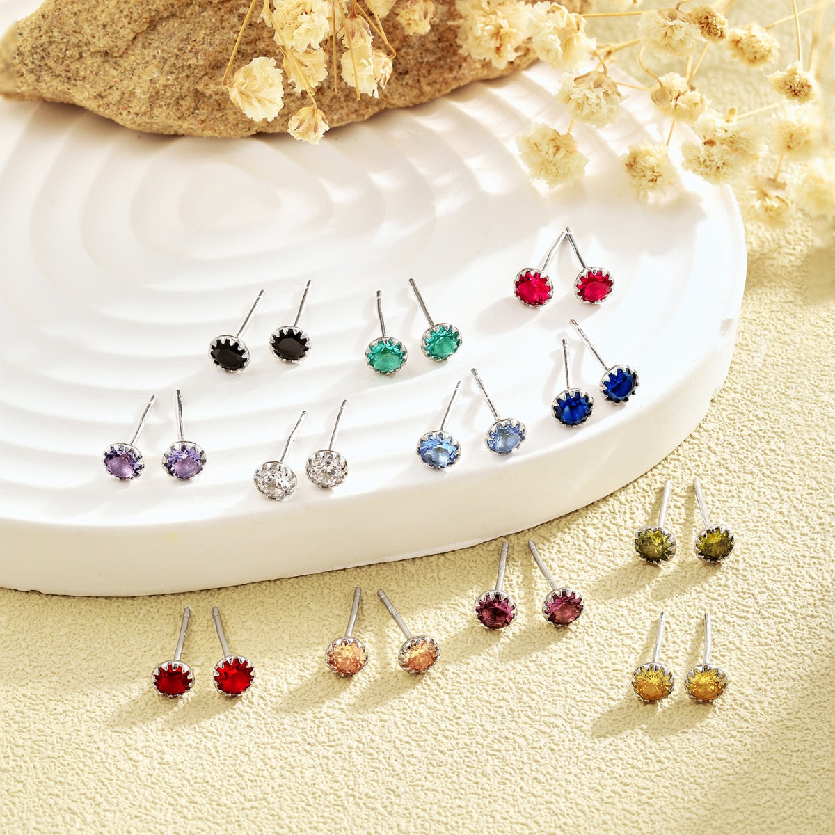 [Goodv]Sparkling Colorful Round Shape Earrings