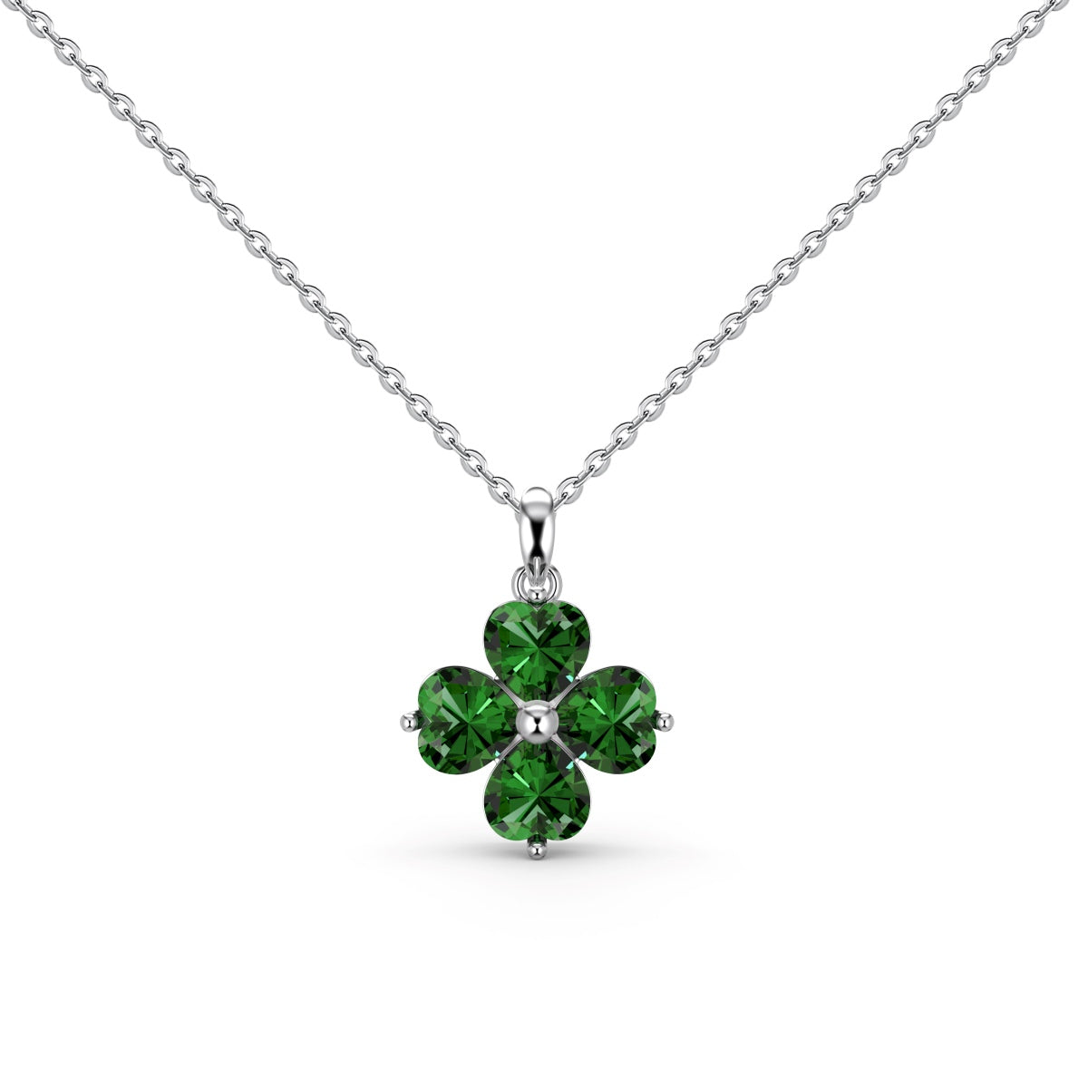 [Goodv]Heart-Shaped Four-Leaf Clover Bead Necklace