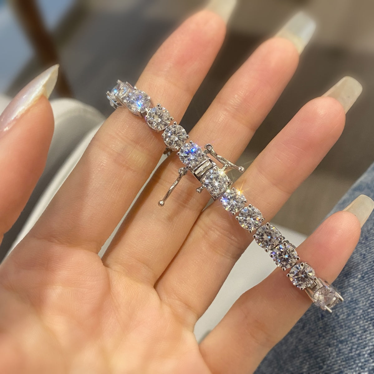 [Goodv] Bracelet de mariage éblouissant à coupe ronde de 0,75 carat