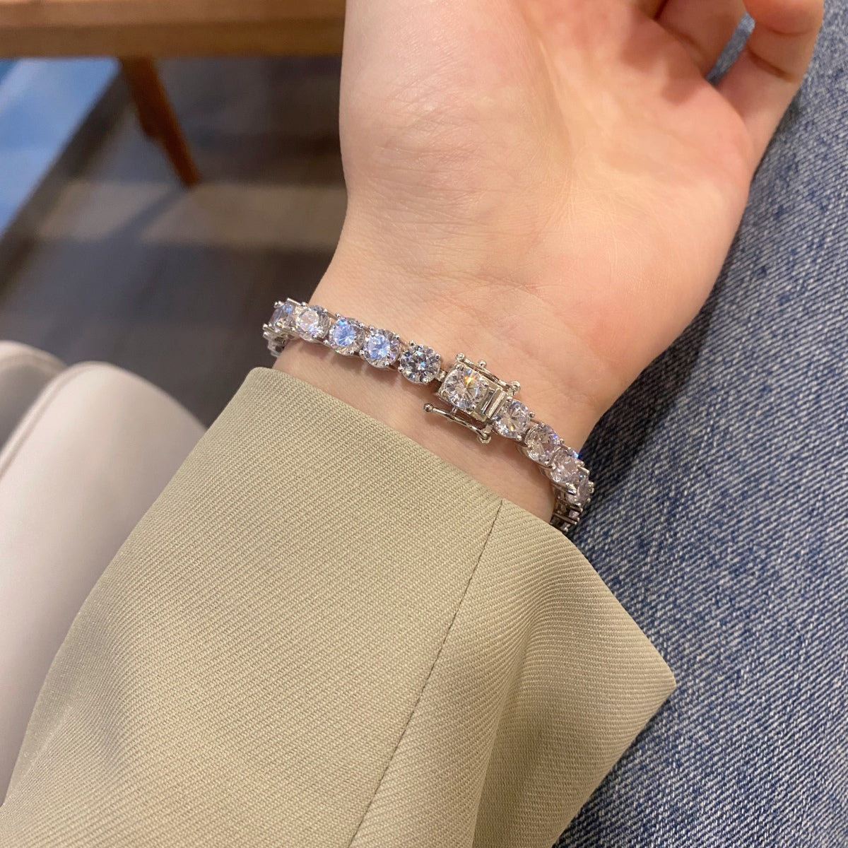 [Goodv] Bracelet de mariage éblouissant à coupe ronde de 0,75 carat