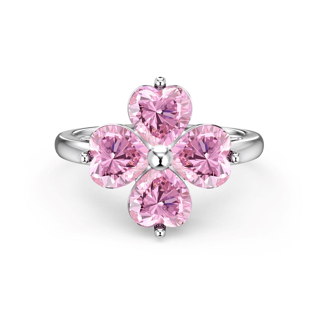 [Goodv] Bague boule de trèfle à quatre feuilles en forme de cœur