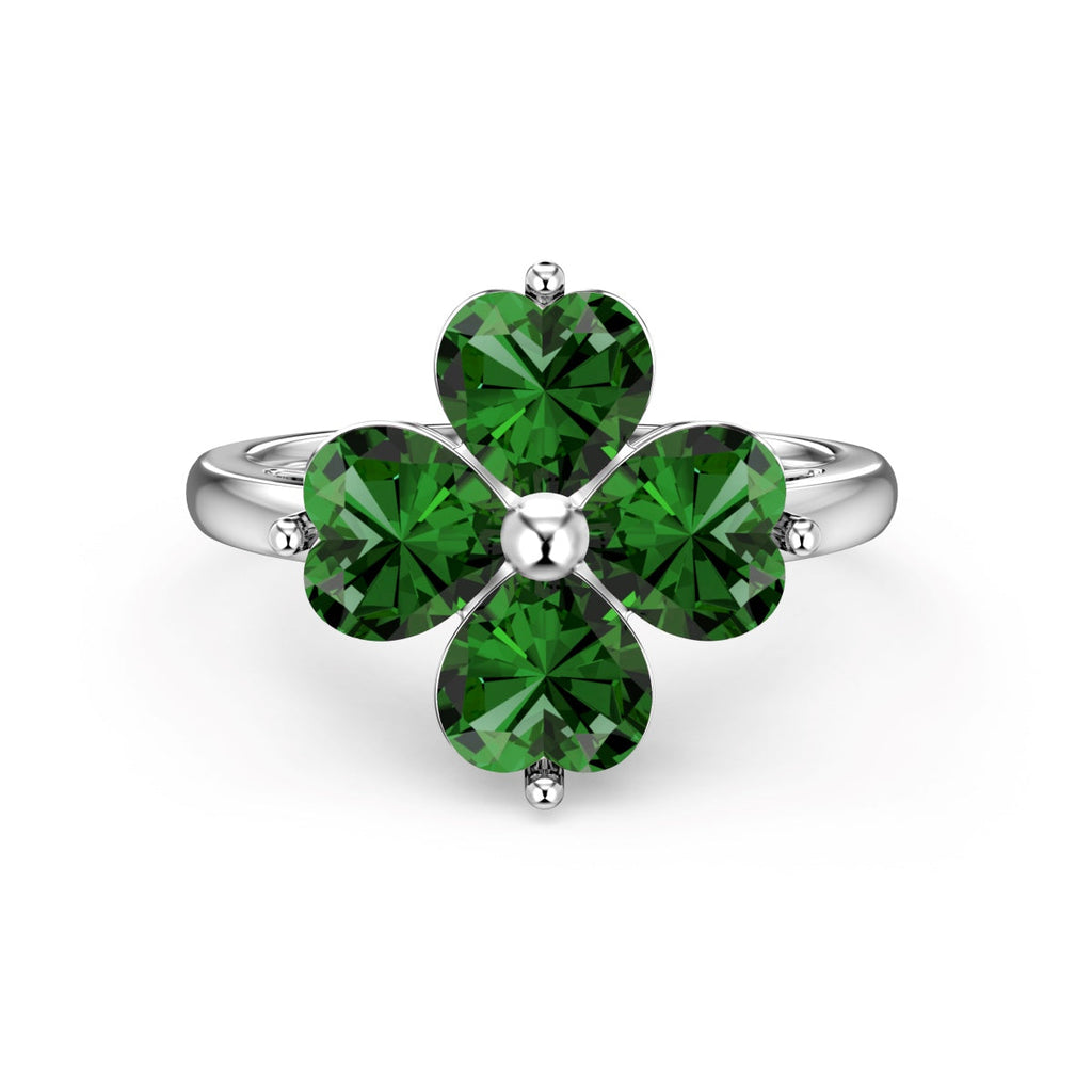 [Goodv] Bague boule de trèfle à quatre feuilles en forme de cœur