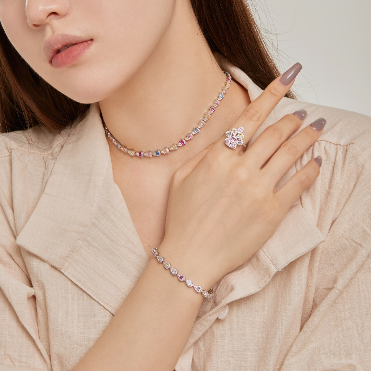[Goodv] Bague quotidienne en forme de goutte d'eau colorée et scintillante