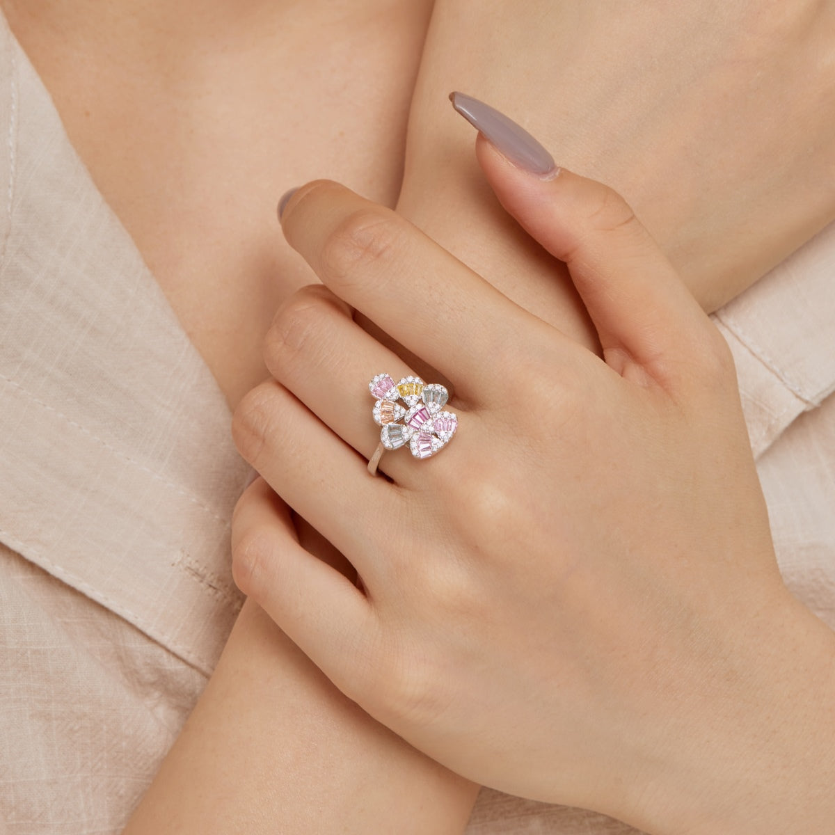 [Goodv] Bague quotidienne en forme de goutte d'eau colorée et scintillante