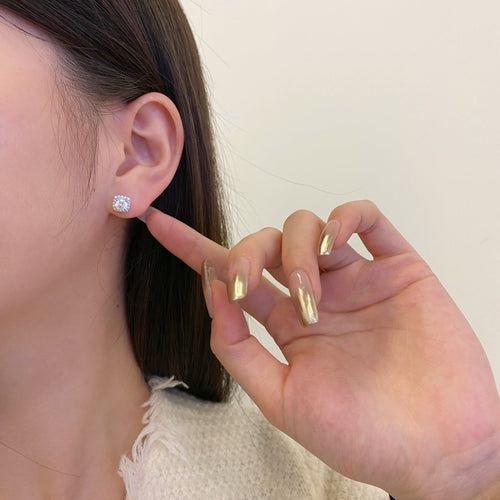 [Goodv]Classic Round Center Stone Stud Earrings