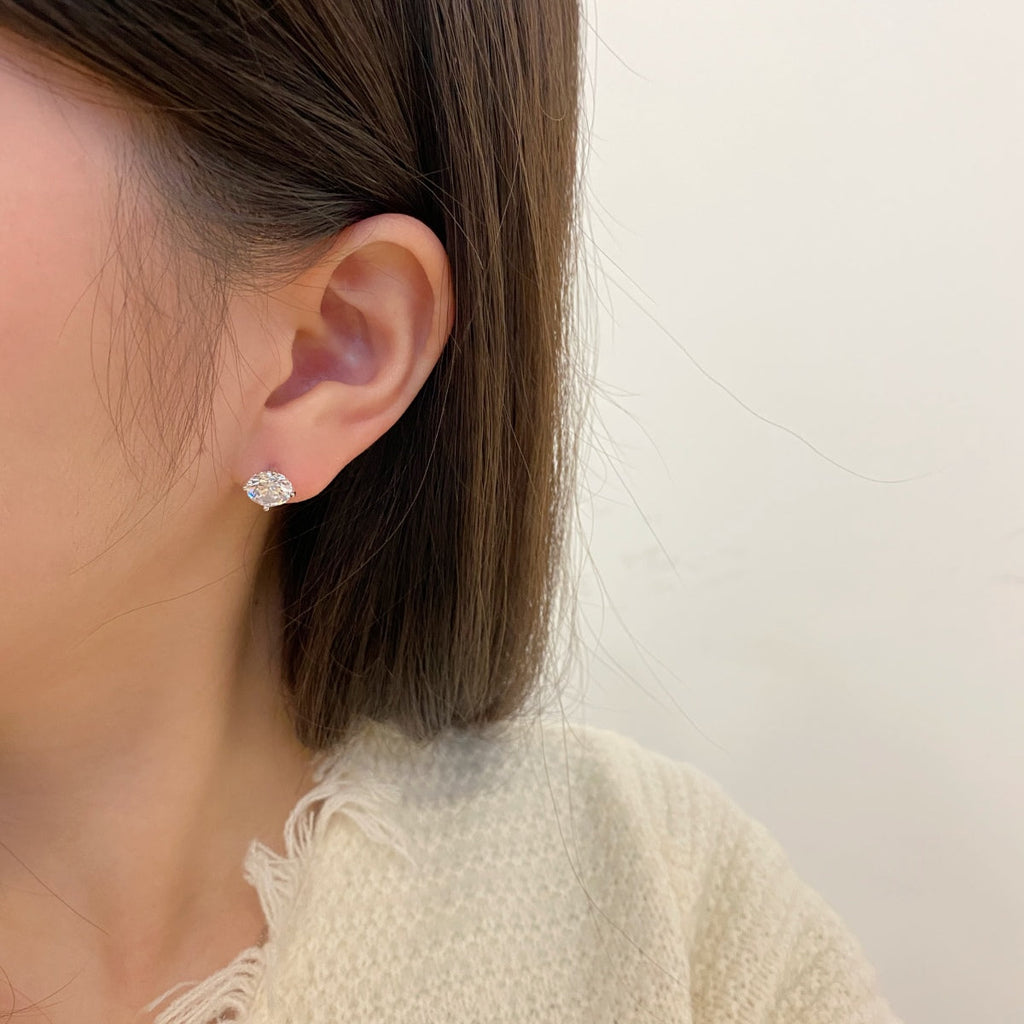 [Goodv] Boucles d'oreilles à tige élégantes et brillantes avec pierre centrale ronde