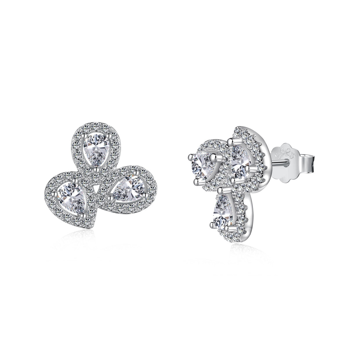 [Goodv]Ornate Flower Shape Pear Cut Lover Earrings
