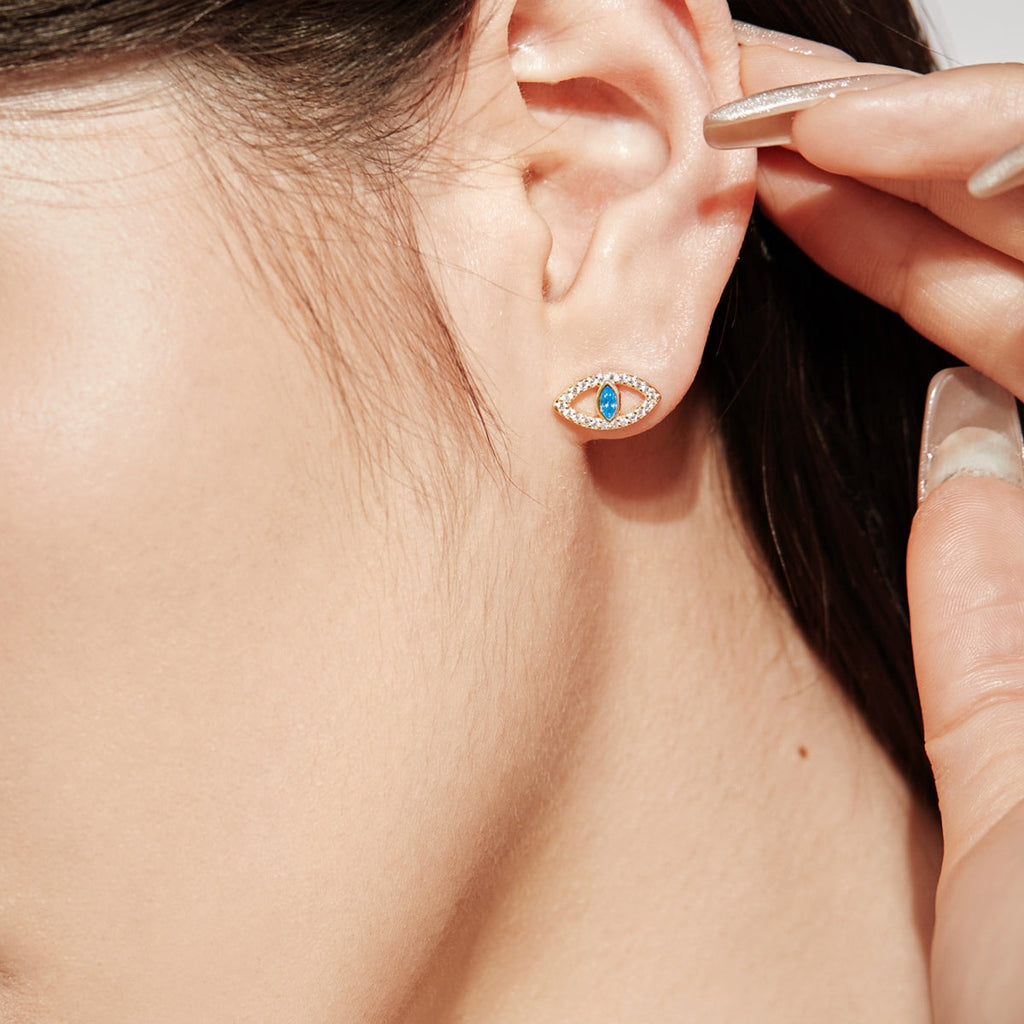 [Goodv]Boucles d'oreilles à clous creux Blue Devil Eyes