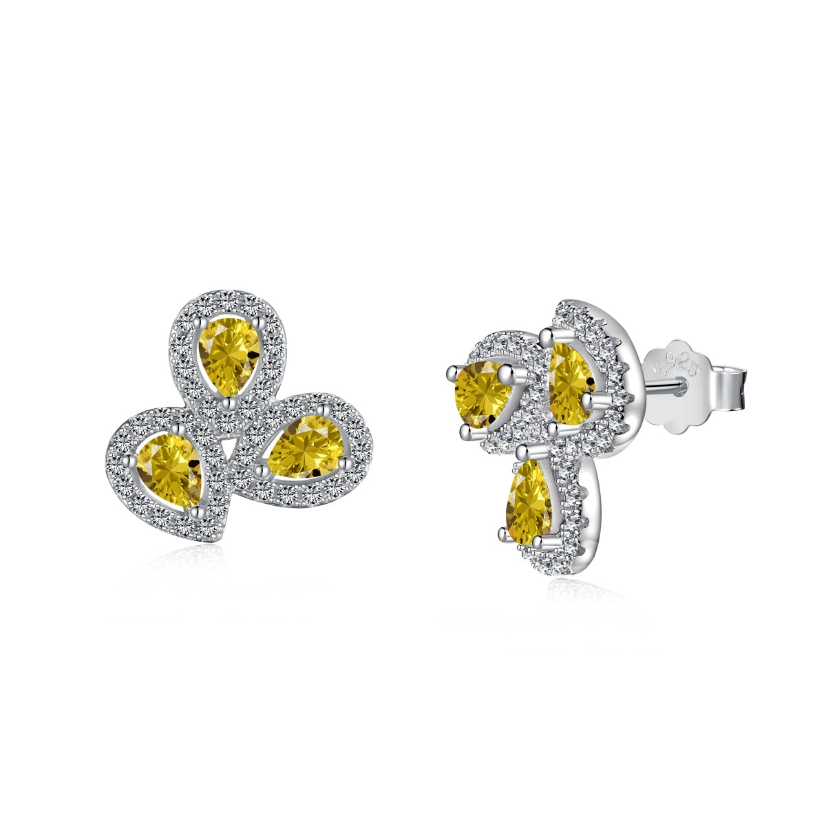 [Goodv]Ornate Flower Shape Pear Cut Lover Earrings