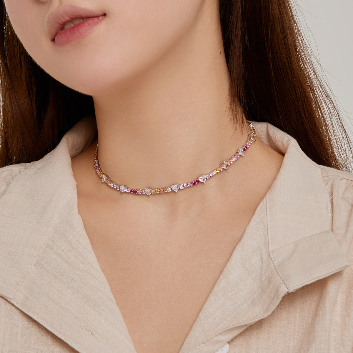 [Goodv]Delicate Colorful Rainbow Tennis Chain