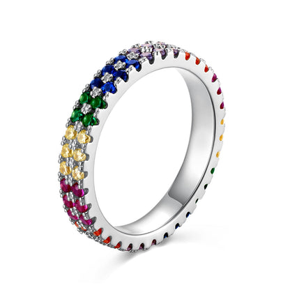 [Goodv]Unique Colorful Round Cut Tennis Ring