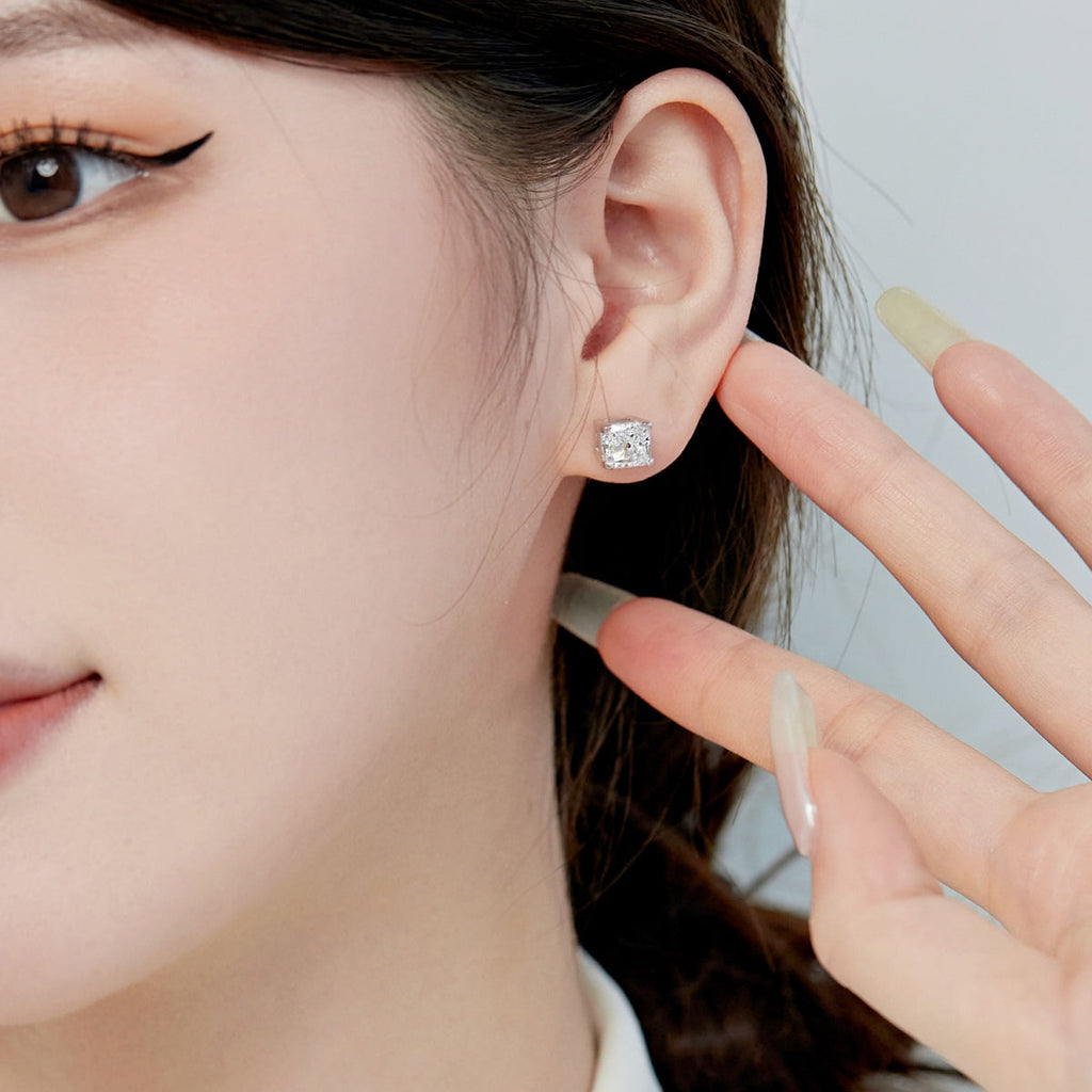 [Goodv]Boucles d'oreilles de mariage taille princesse radiante de 1,0 carat