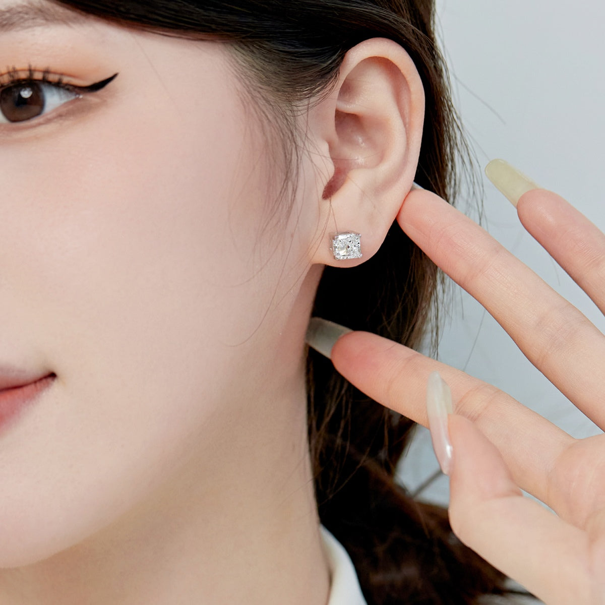 [Goodv]Boucles d'oreilles de mariage taille princesse radiante de 1,0 carat