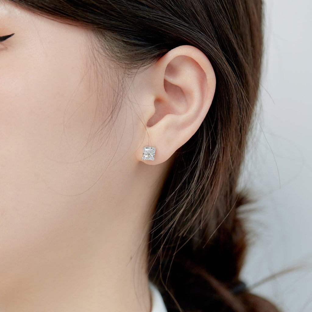 [Goodv]Boucles d'oreilles de mariage taille princesse radiante de 1,0 carat