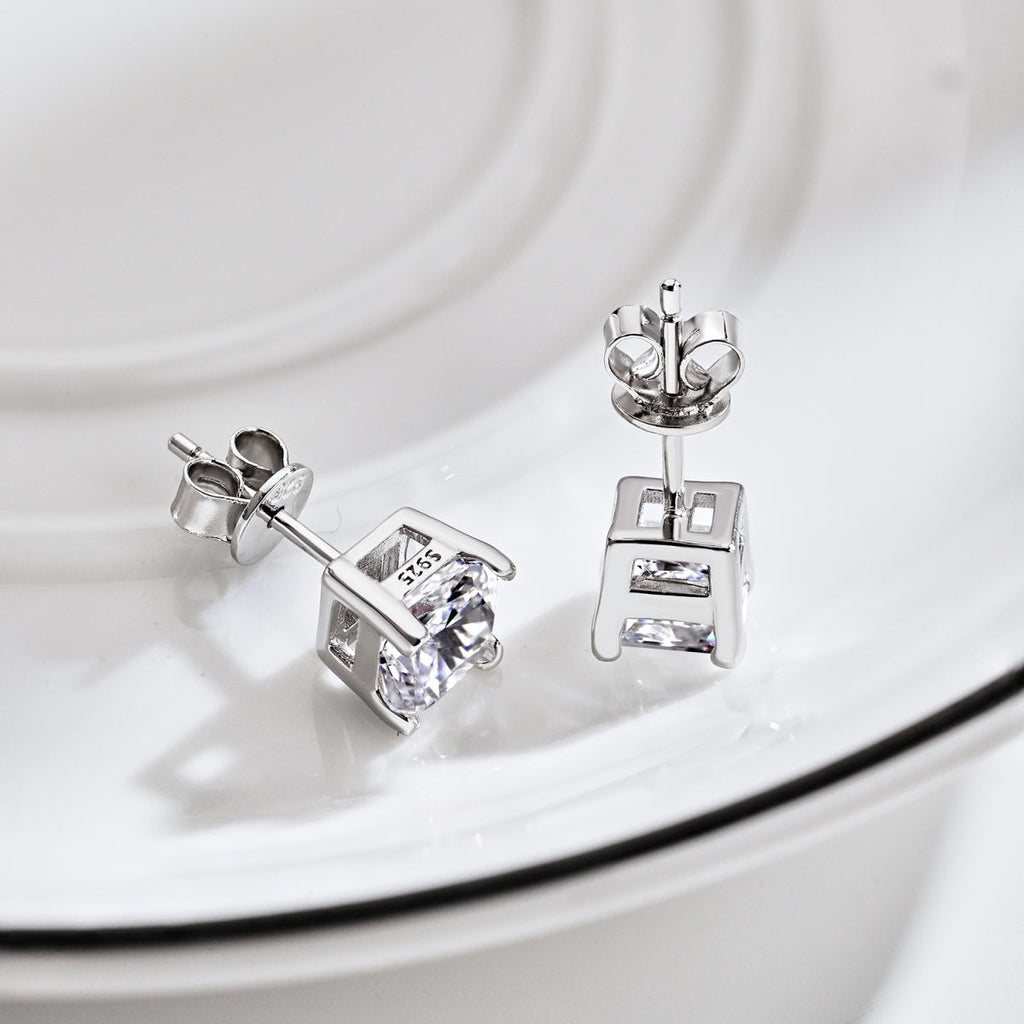[Goodv]Boucles d'oreilles de mariage taille princesse radiante de 1,0 carat