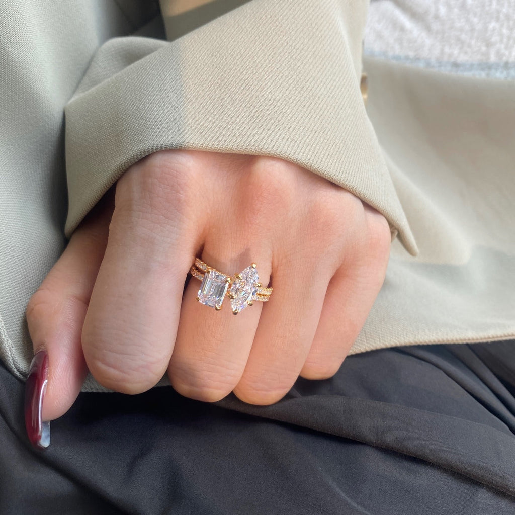 [Goodv] Bague de fête scintillante et ornée de 2,0 carats à coupe radiante