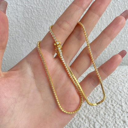 [Goodv]Delicate Round Shape Tennis Necklace