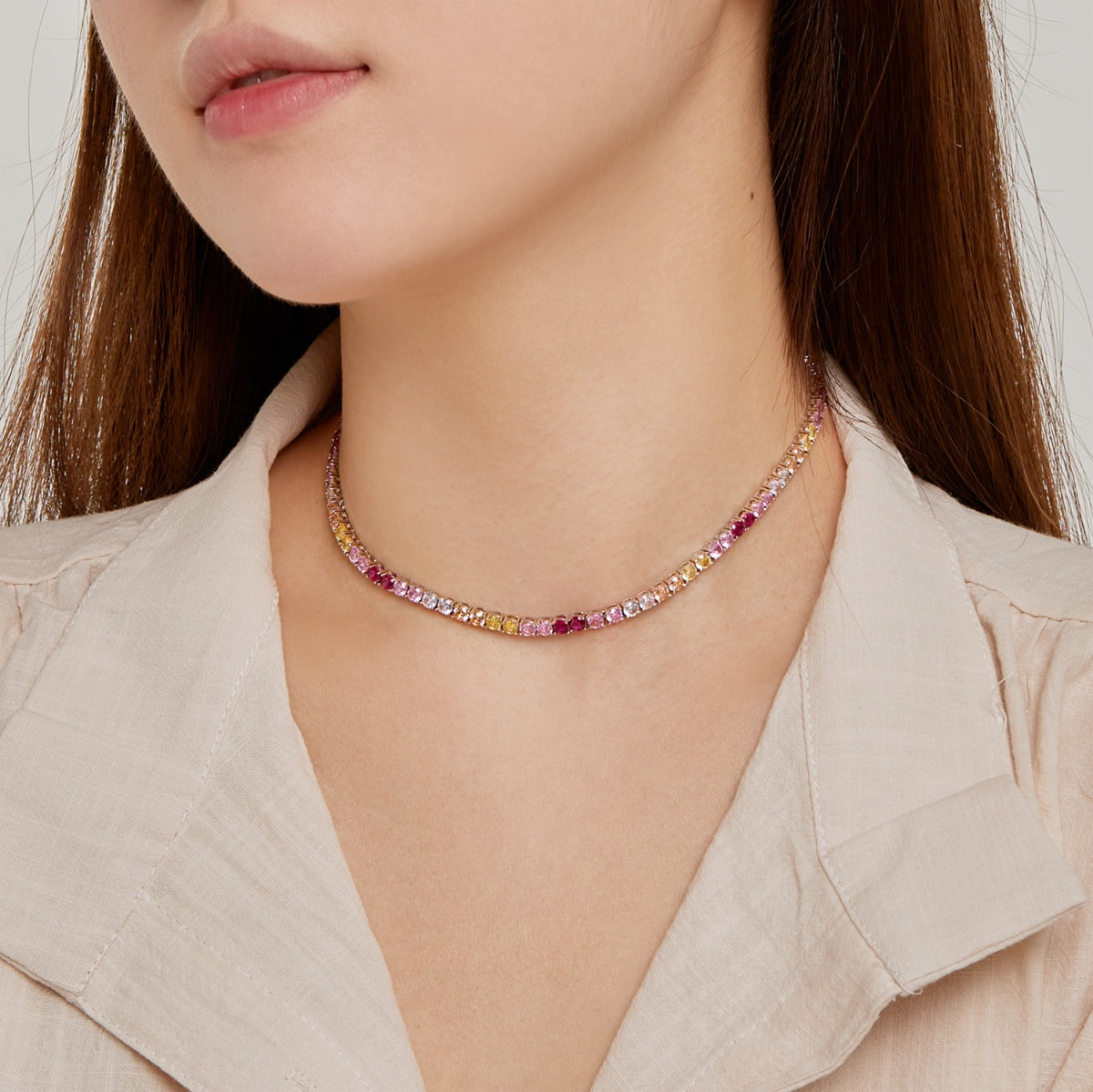 [Goodv]Delicate Colorful Tennis Necklace