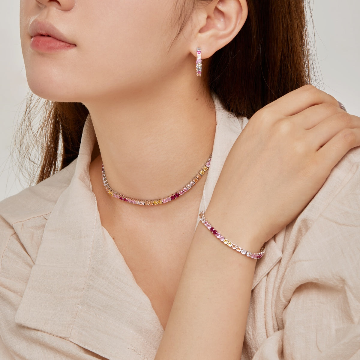 [Goodv]Delicate Colorful Tennis Necklace