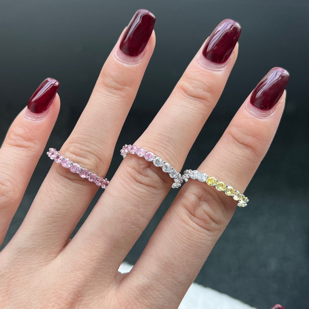 [Goodv]Bague de tennis ronde scintillante