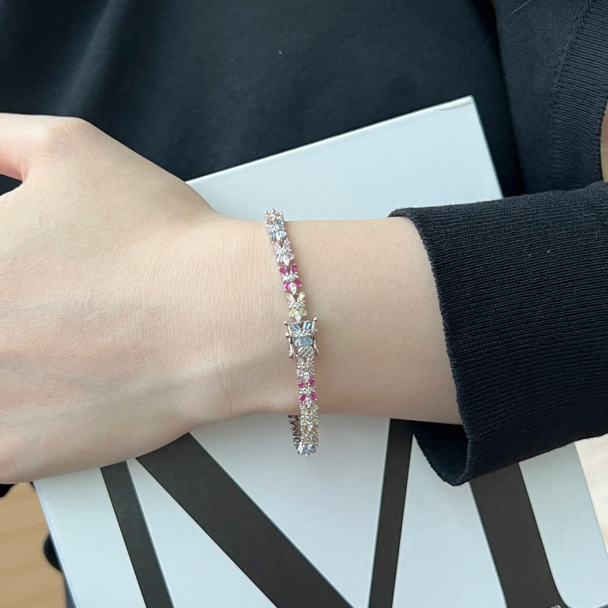 [Goodv]Bracelet de fête taille émeraude coloré et éclatant