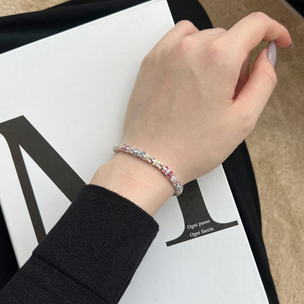 [Goodv]Bracelet de fête taille émeraude coloré et éclatant