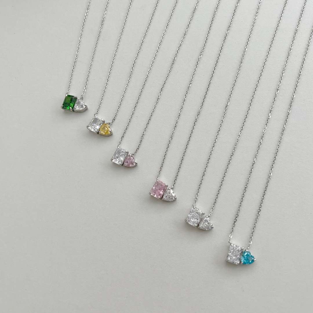 [Goodv]Dazzling Square & Heart Shape Necklace