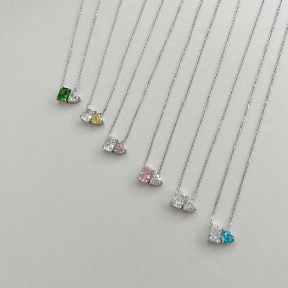 [Goodv]Dazzling Square & Heart Shape Necklace