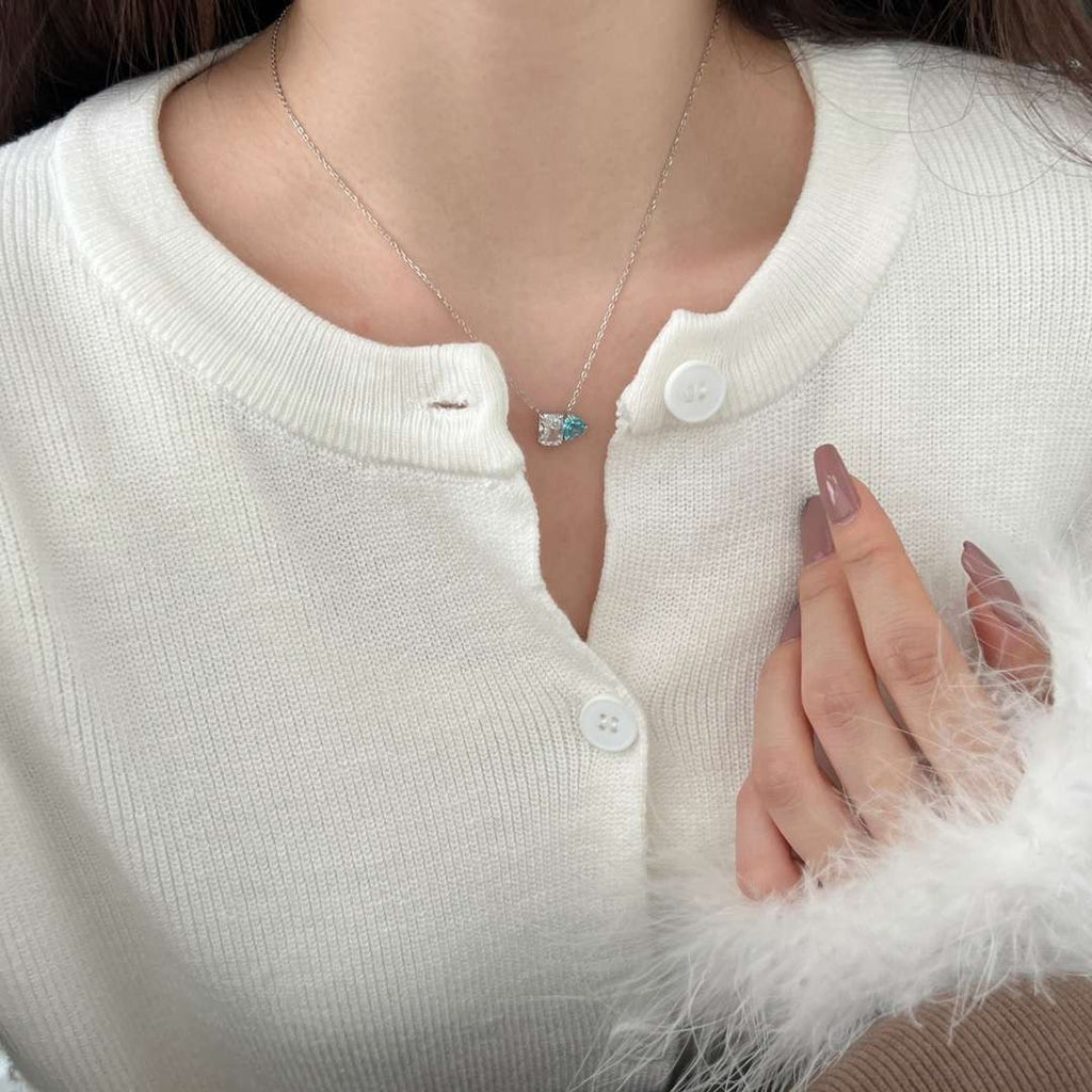 [Goodv]Dazzling Square & Heart Shape Necklace