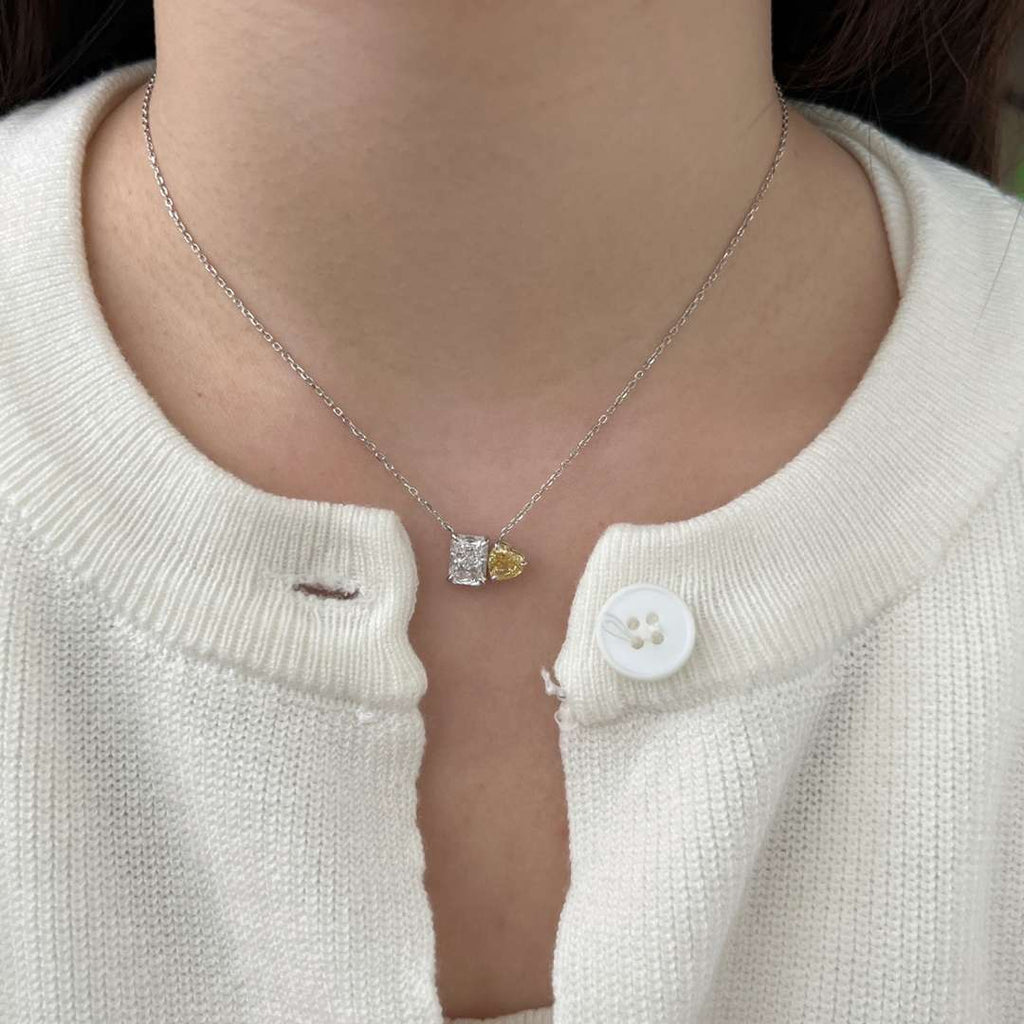 [Goodv]Dazzling Square & Heart Shape Necklace