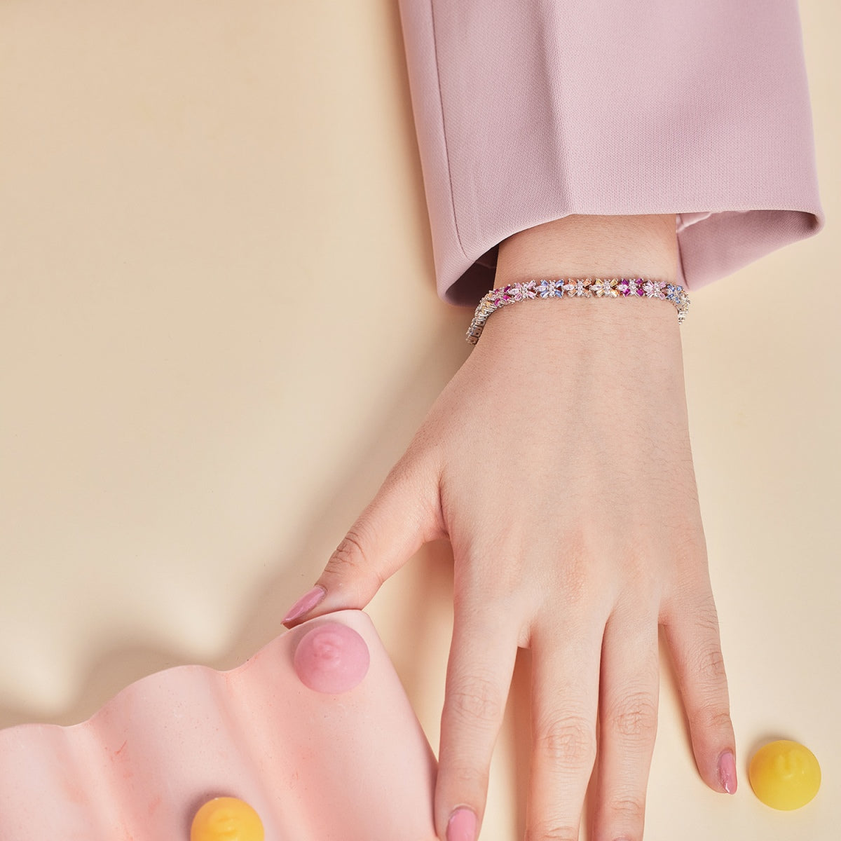 [Goodv]Bracelet de fête taille émeraude coloré et éclatant