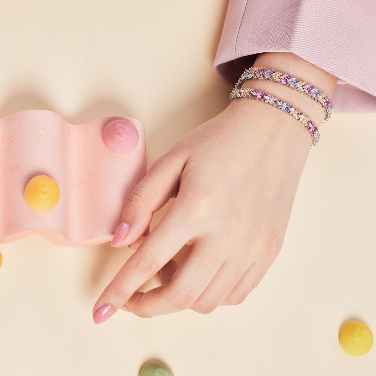 [Goodv]華やかな輝きのラウンドカットパーティーブレスレット